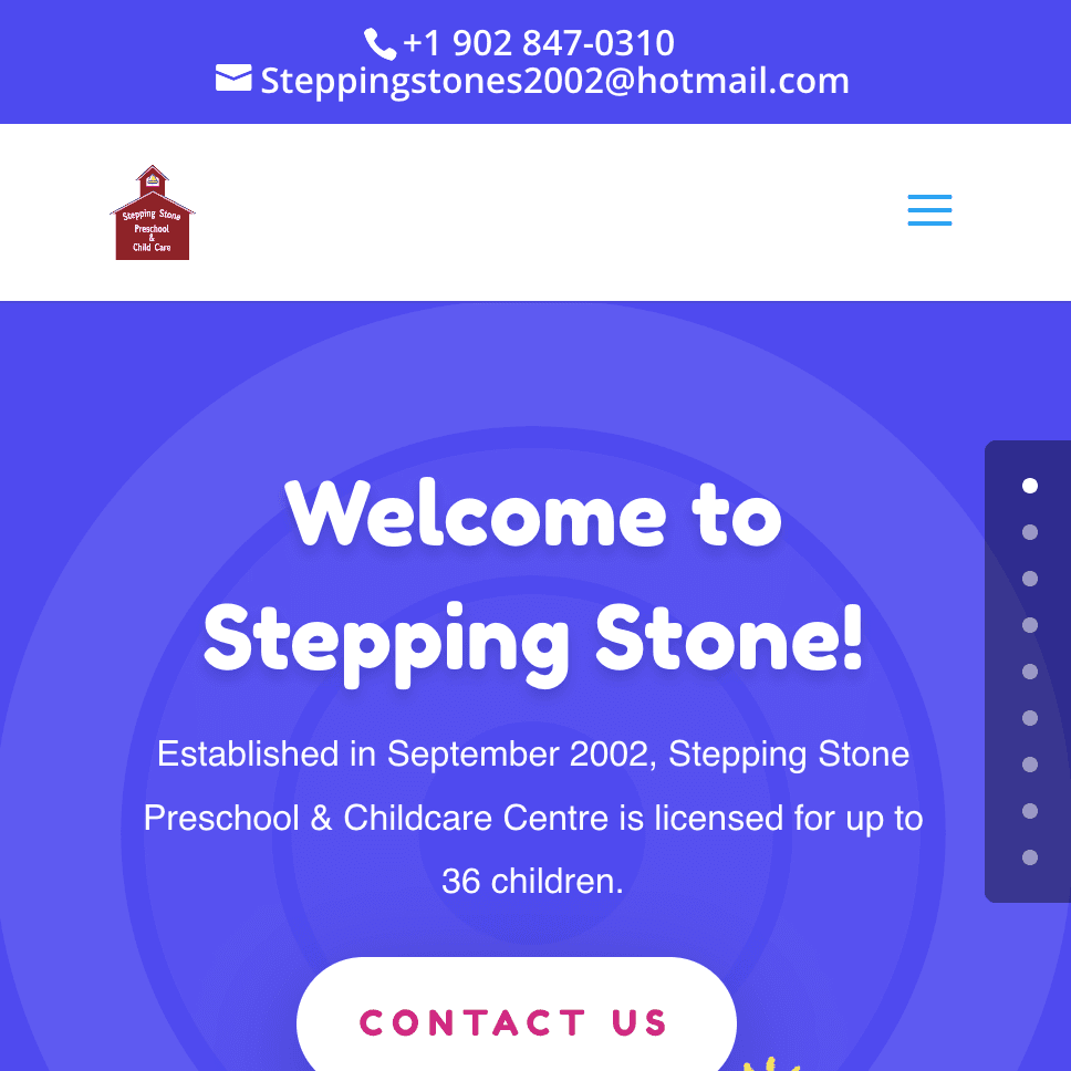 Thumbnail of steppingstonepreschool.ca website, created by Evan Marshall: Professional Web Developer.